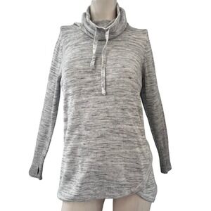 AKINI Womens Marled Cowl Neck Tunic Sweater Size M Thumbholes Athleisure Lounge